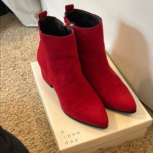 A New Day Women's Red Ankle Boots